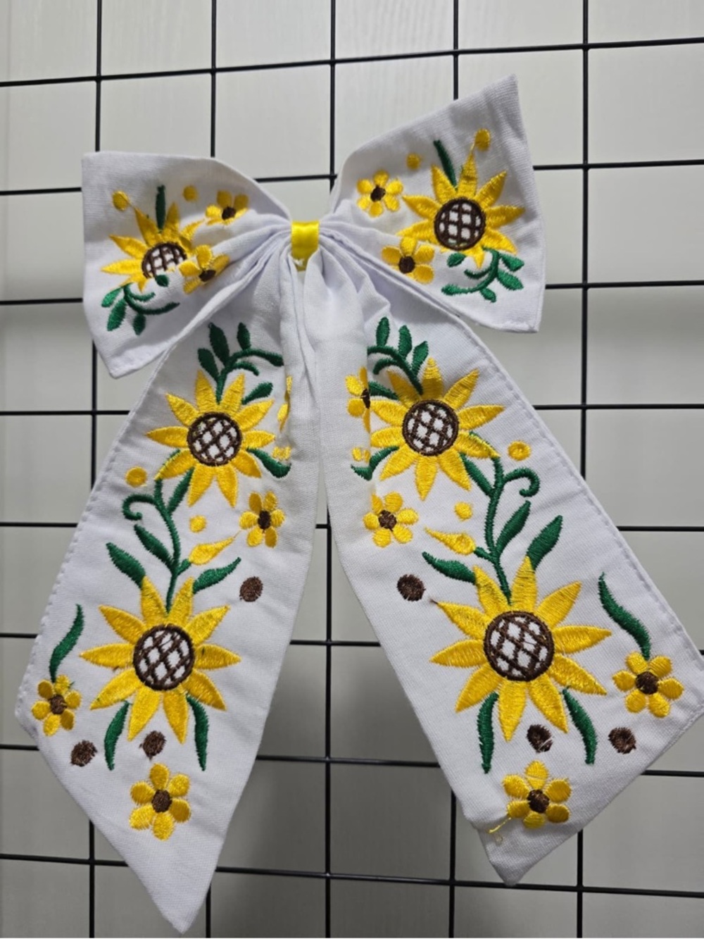 Embroidered Sunflower Bow